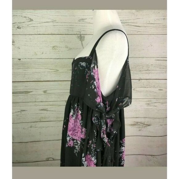 Free People Tied To You Dress Floral Cold Shoulder Midnight Combo S - Picture 5 of 7